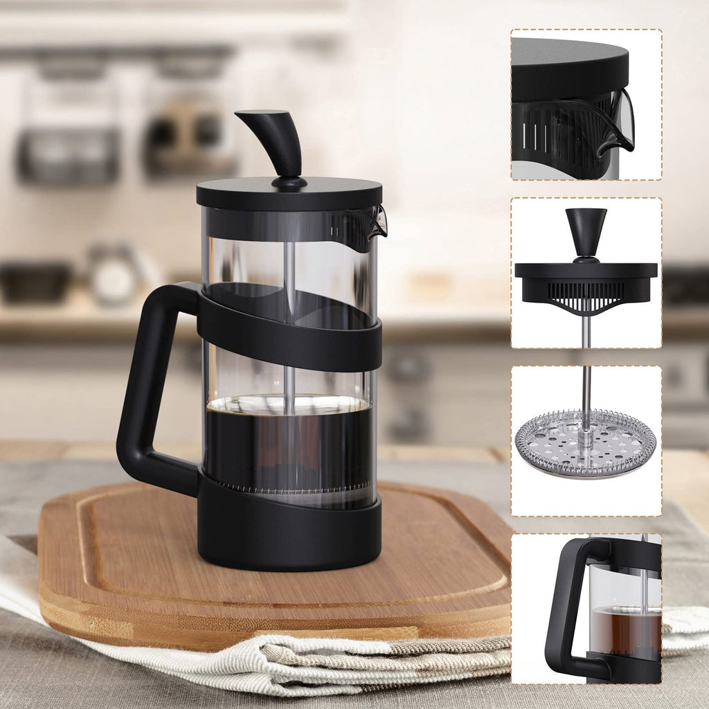 Mini French Press Coffee Maker, 12 oz, Black H864