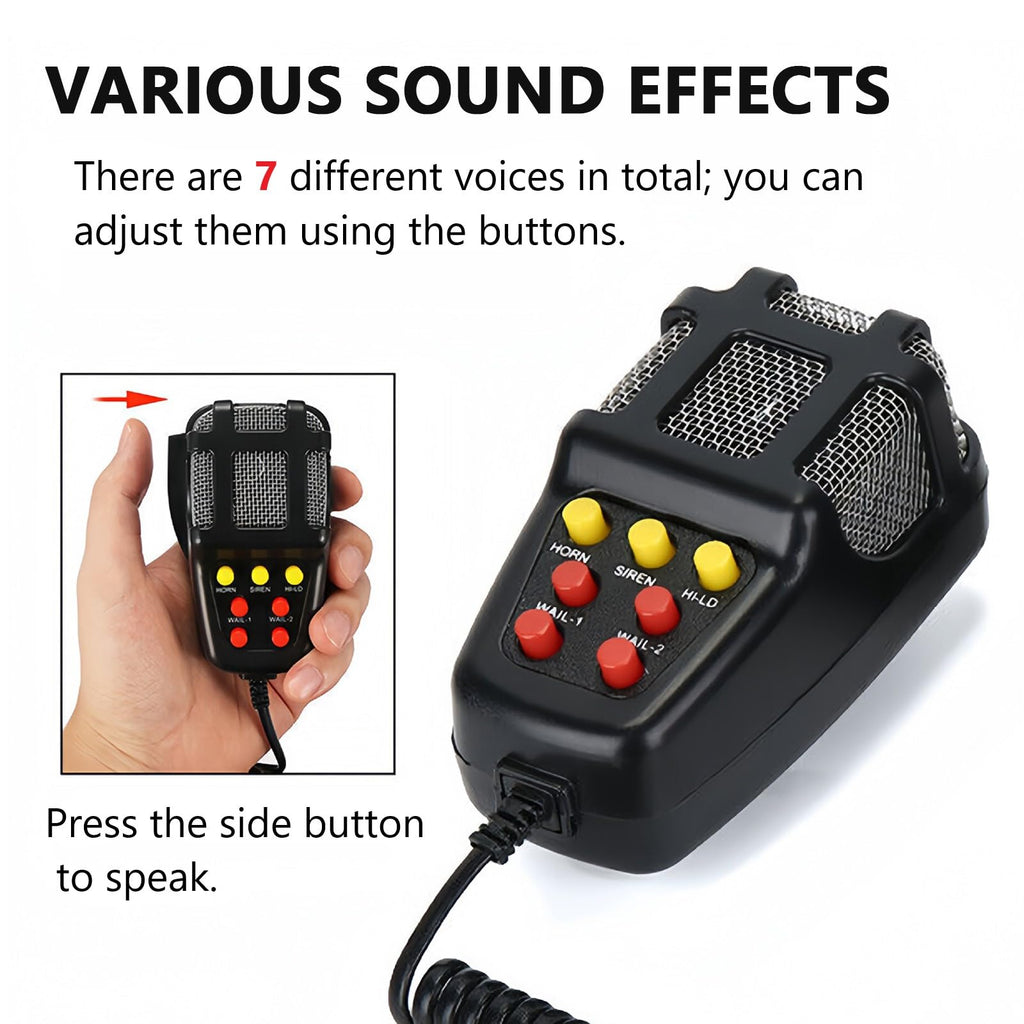 Alarm Horn Siren with Cigarette Lighter, 100W 12V 7 Sound A9897