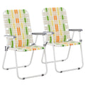 Set of 2 Webbed Folding Beach Chairs Yellow & Green Y307