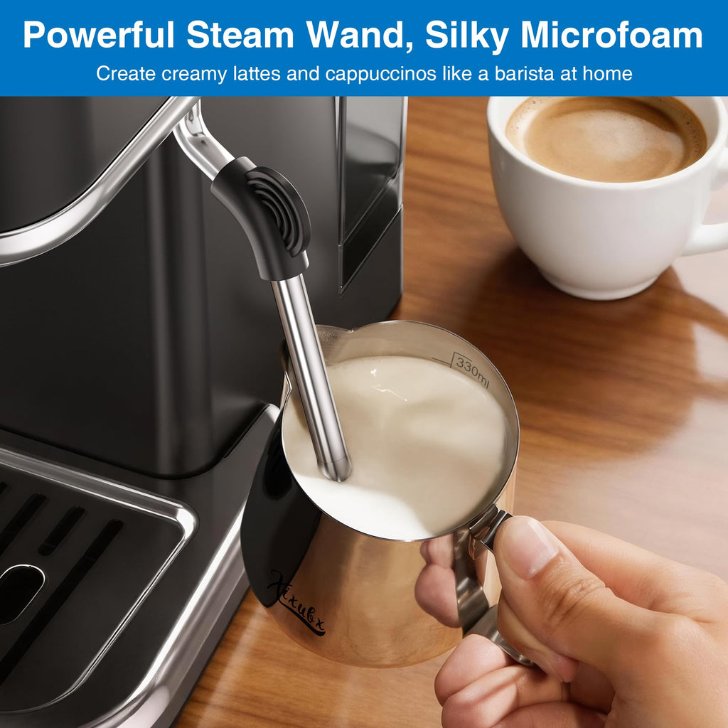 Espresso Machine with Grinder, PID & Programmable Settings, Black U43295