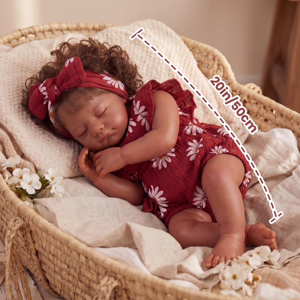 20 Inch Reborn Baby Dolls Black Girl with Accessories Set D7667