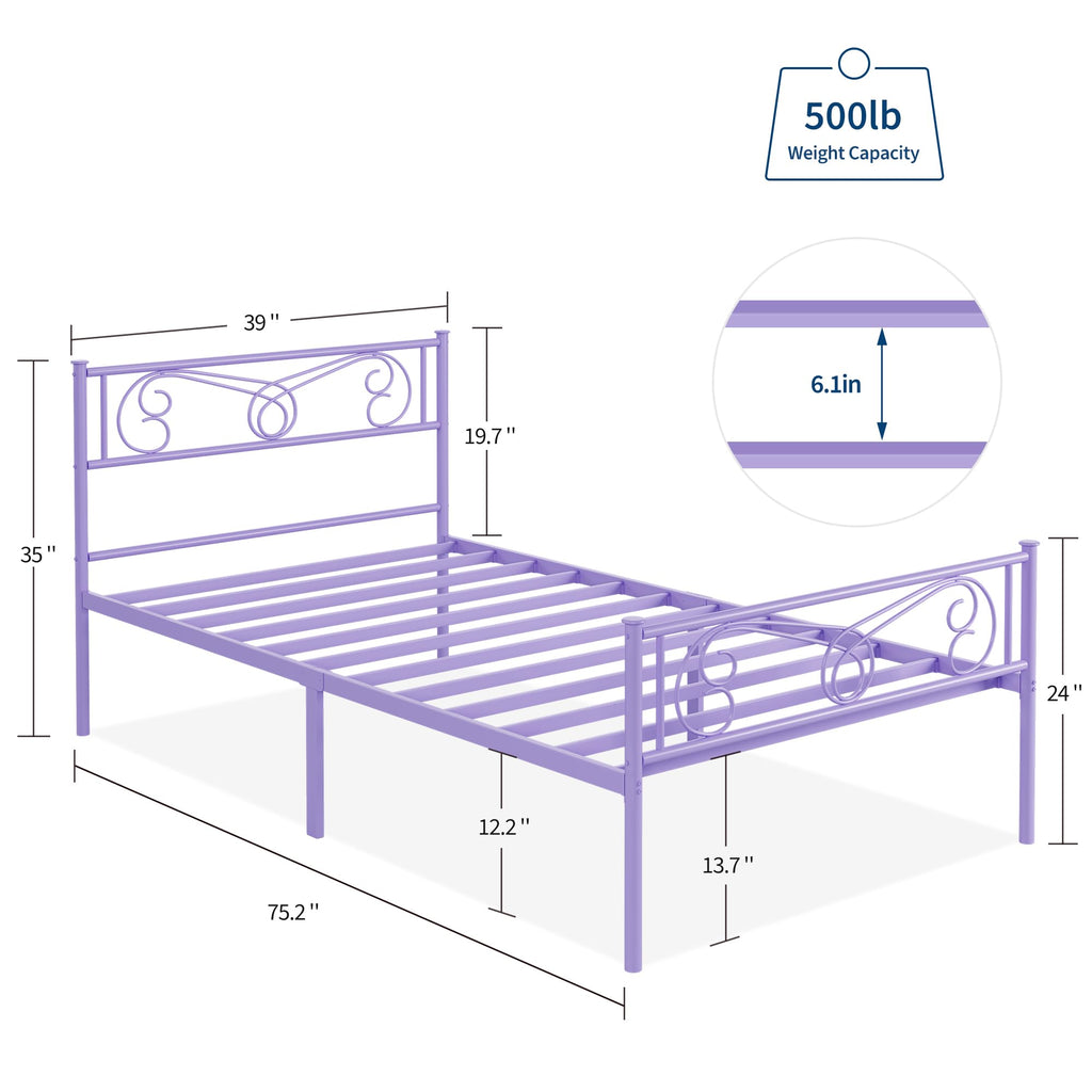 Twin Size Metal Bed Frame with Headboard B5579