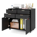 Black 4-Drawer Rolling File Cabinet V4881