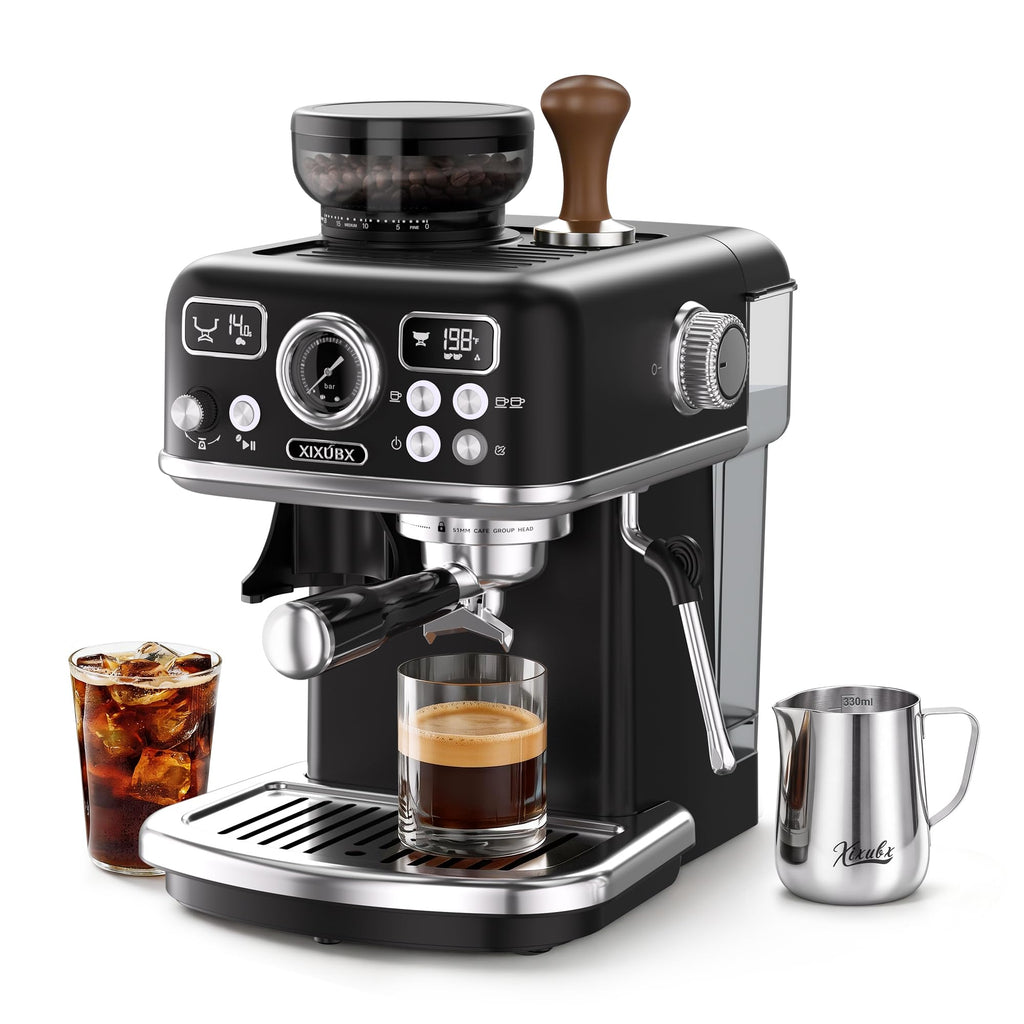 Espresso Machine with Grinder, PID & Programmable Settings, Black U43295