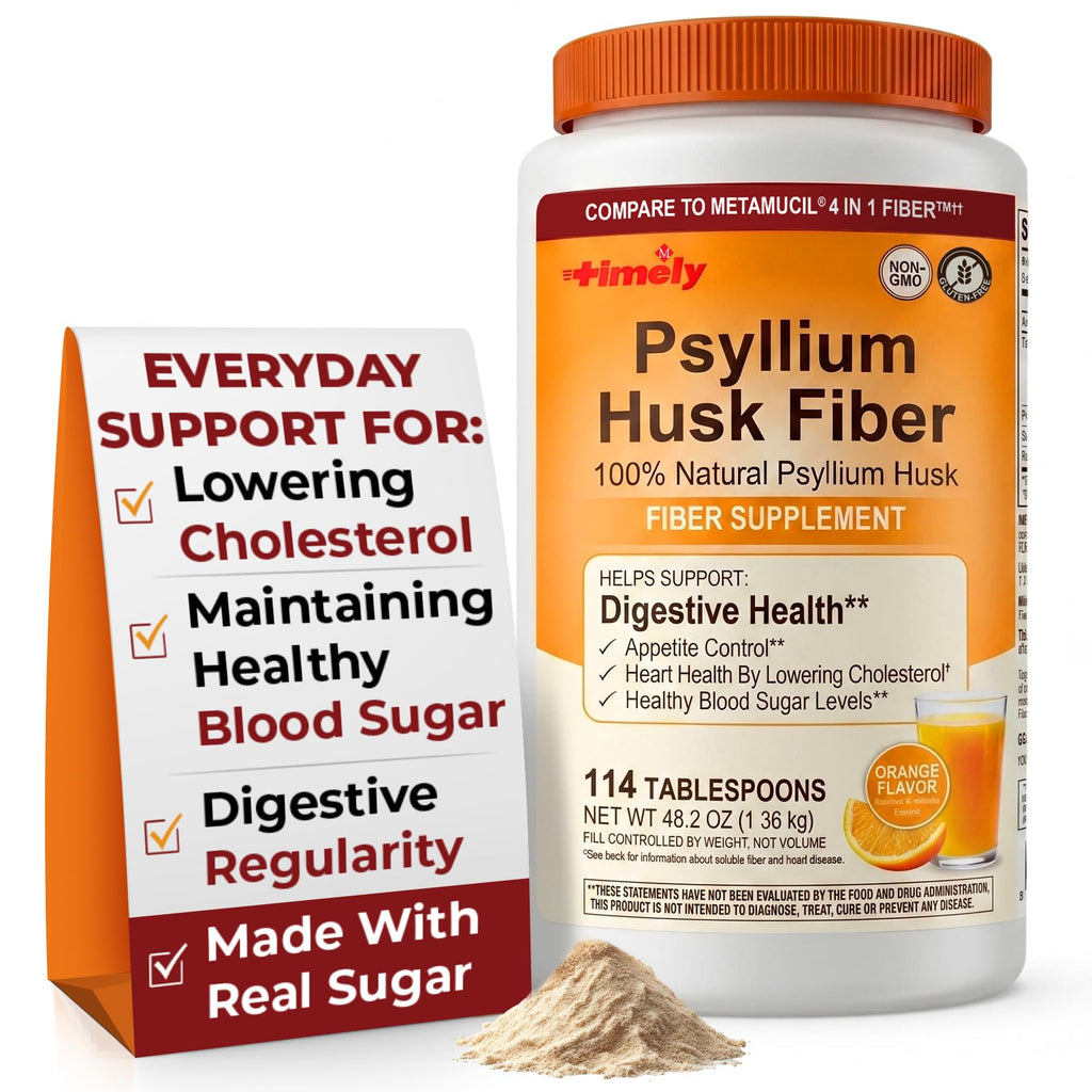 Psyllium Husk Powder Fiber Supplement Orange Flavor 48.2 oz L664