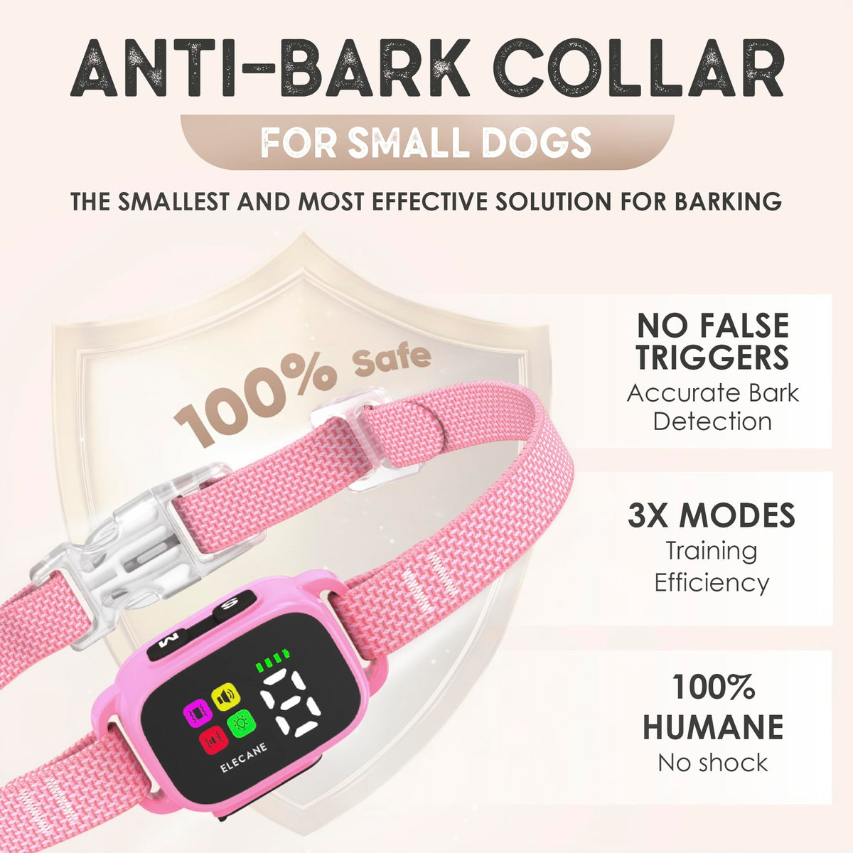 No Shock Rechargeable Bark Collar for Small Dogs 5-15 lbs P252