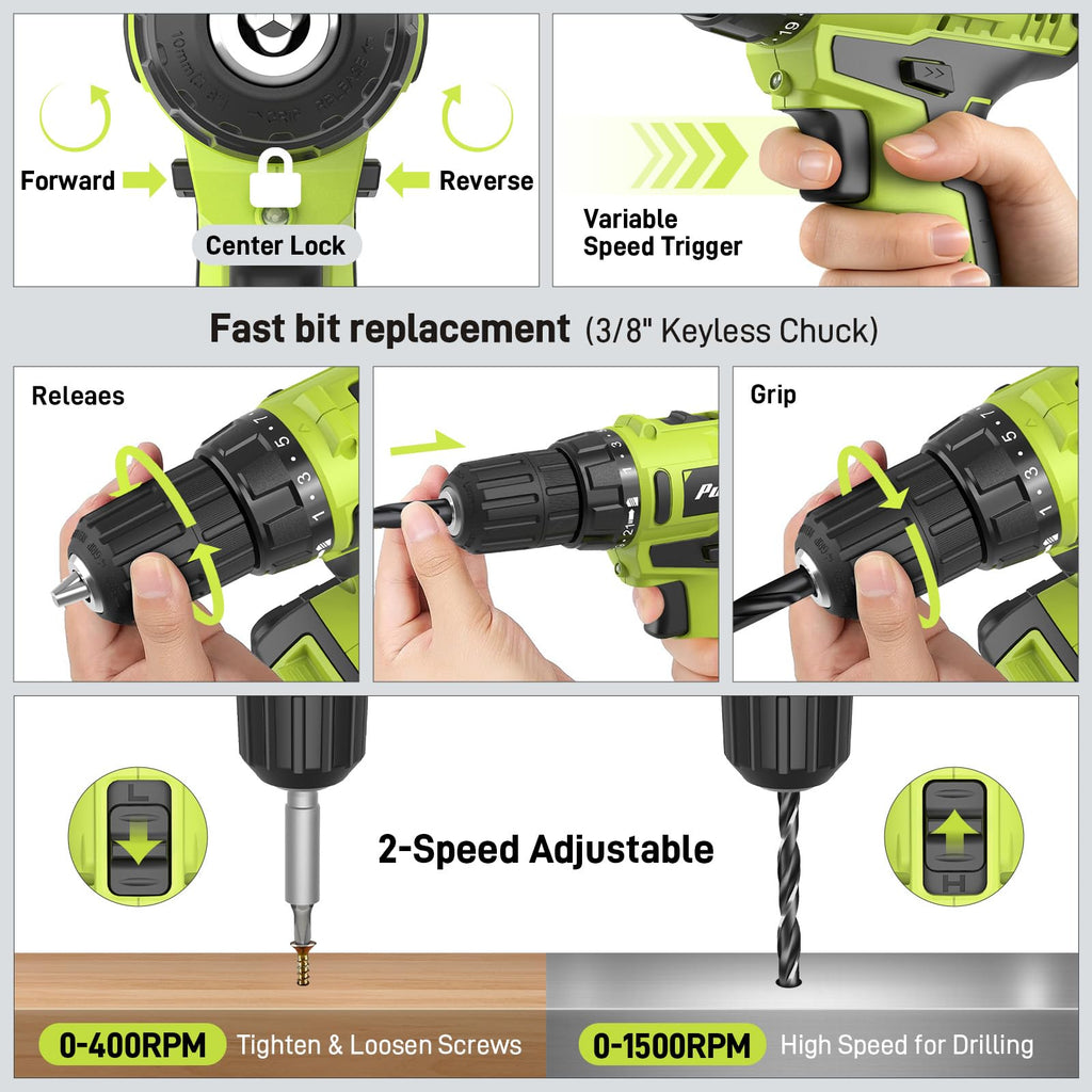 199-Piece 20V Cordless Drill Driver Power Tool Set with Toolbox D7222