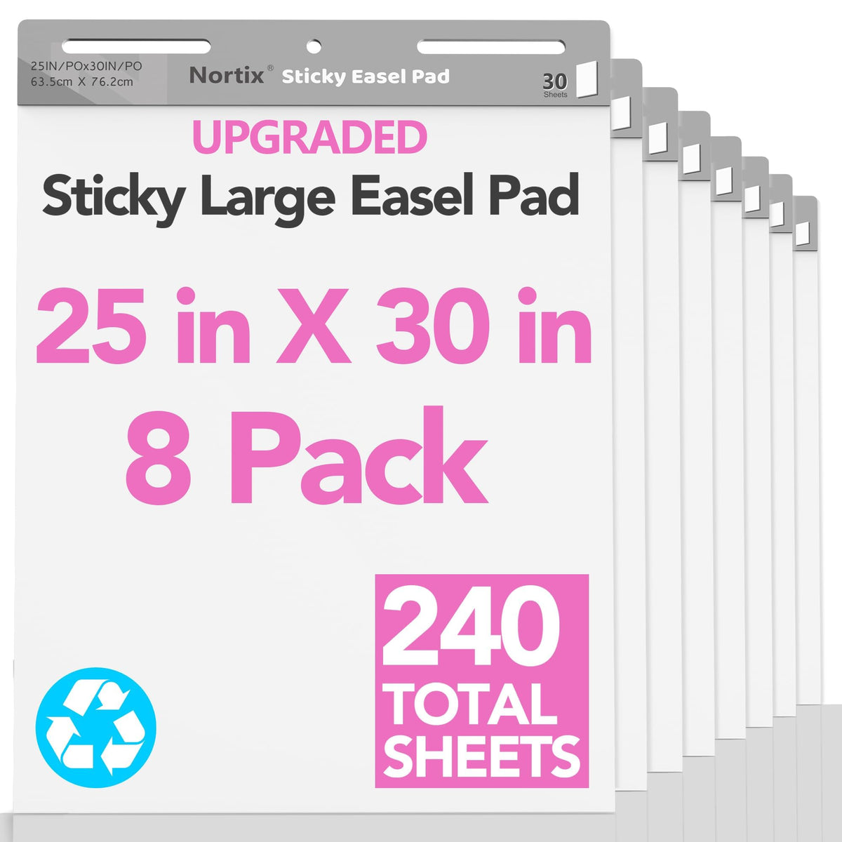 Sticky Easel Pads, 25 x 30 inch, 30 Sheets/Pad, 8 Pads J733