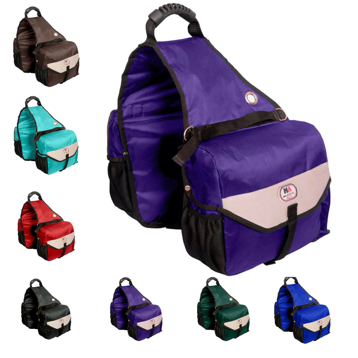 Nylon Insulated Leakproof Reflective Padded Purple Saddle Bag C309115