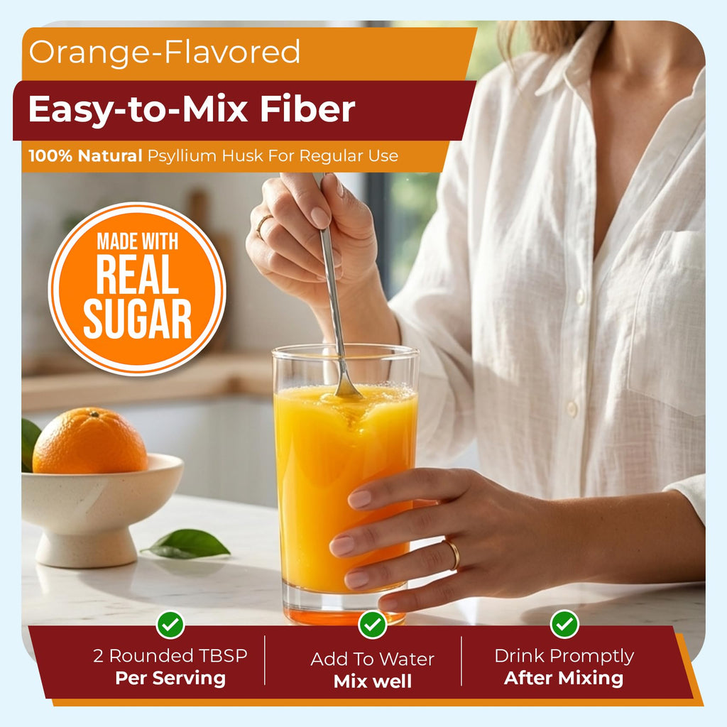 Psyllium Husk Powder Fiber Supplement Orange Flavor 48.2 oz L664