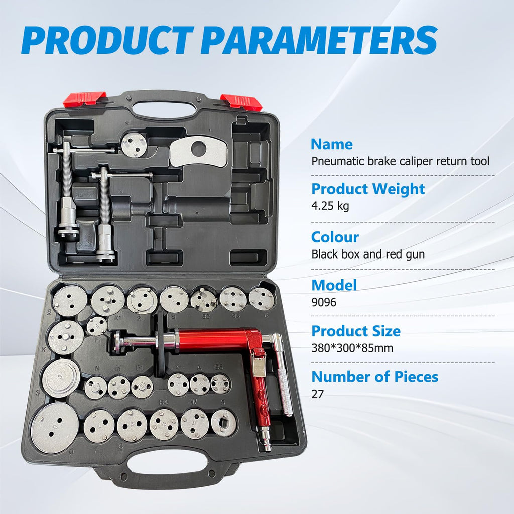 28-Piece Heavy Duty Pneumatic Brake Caliper Compression Tool Set with 23 Adapters S855444