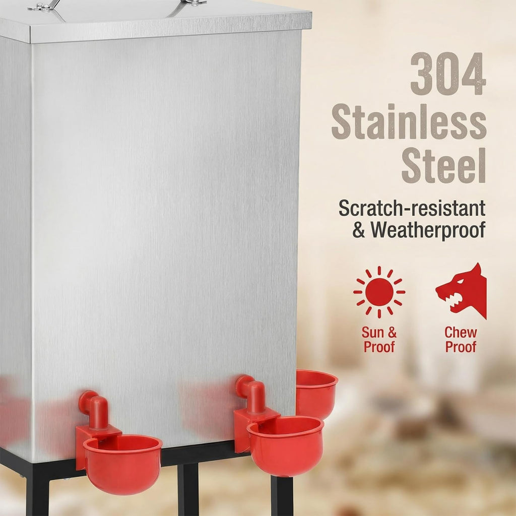 3 Gallon Stainless Steel Chicken Waterer with Cups & Nipples L9754