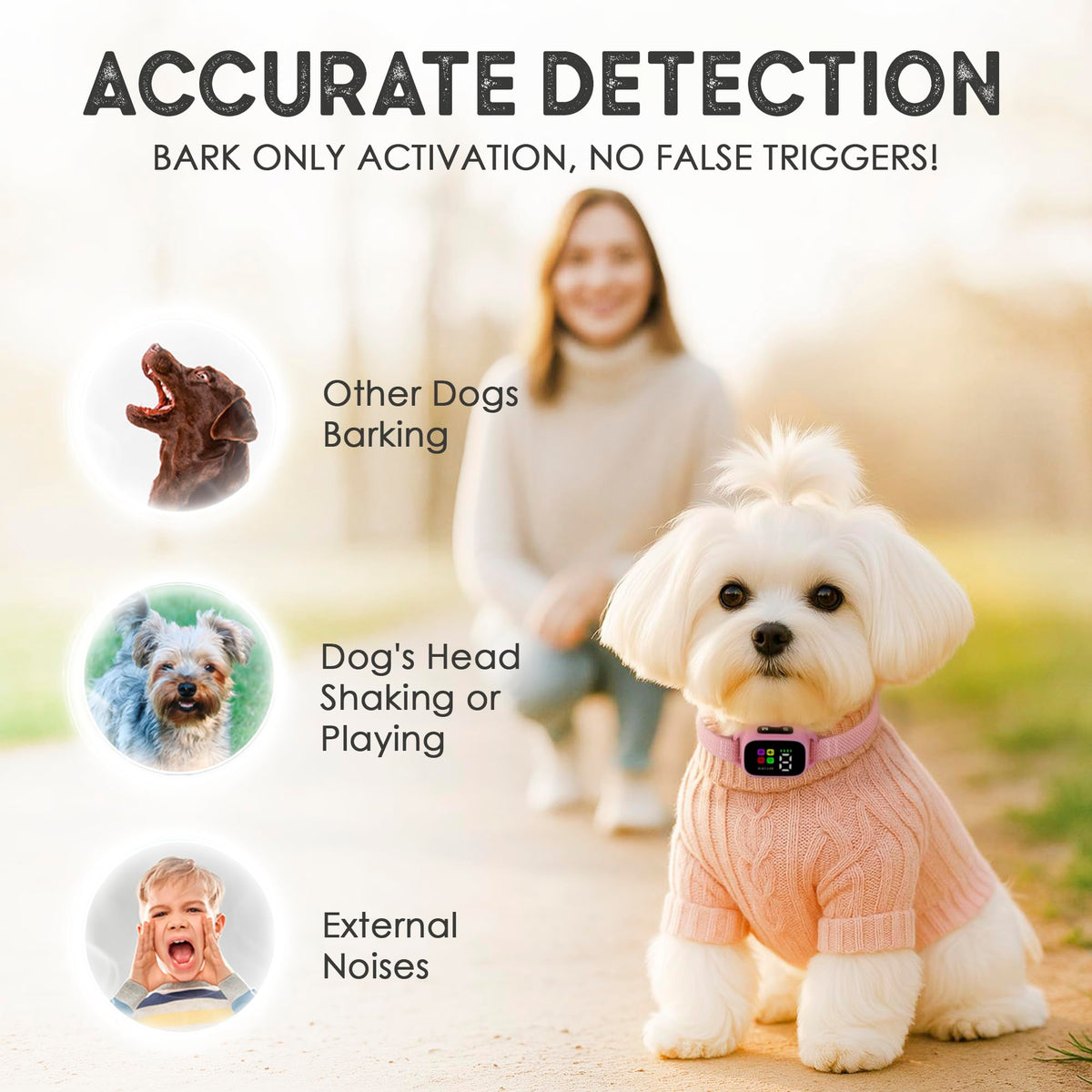 No Shock Rechargeable Bark Collar for Small Dogs 5-15 lbs P252