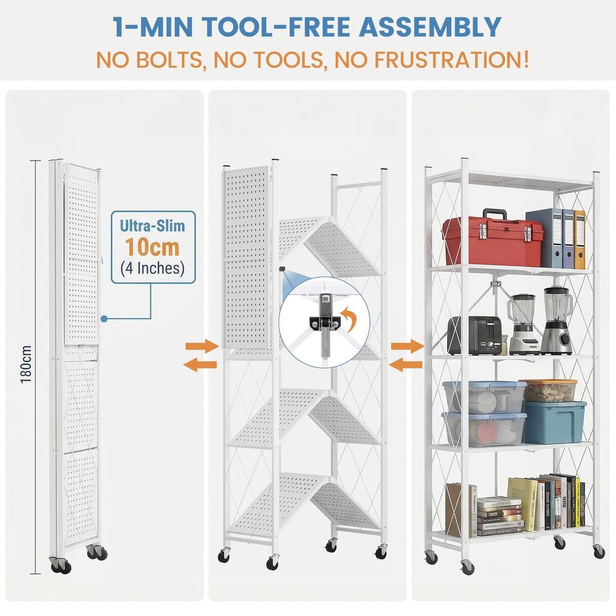 70.7" H 5 Tier Metal Storage Shelves on Wheels Q736749