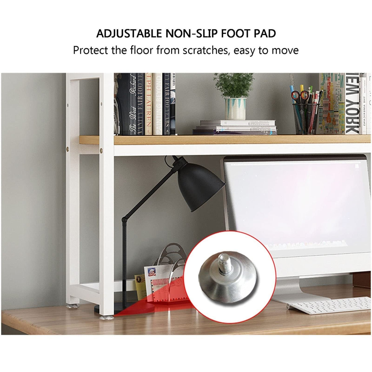 White Wood and Metal Desktop Bookcase I779