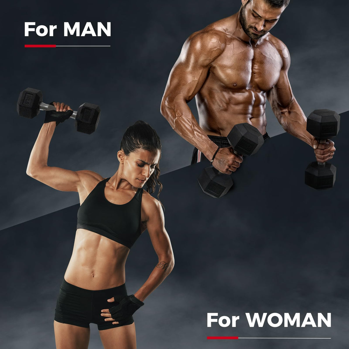 Rubber Coated Hex Dumbbell Set P239