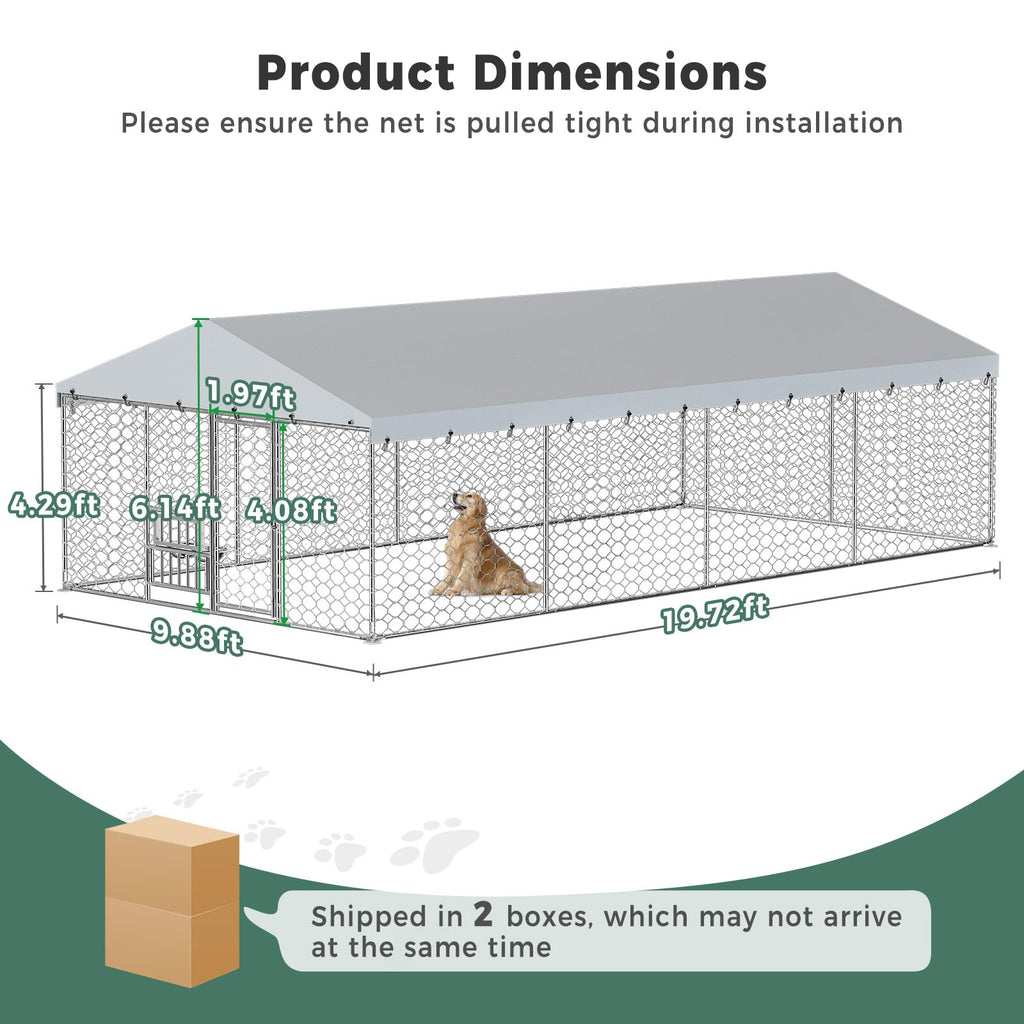 10×20FT Heavy Duty Chain Link Dog Kennel with Roof D8387