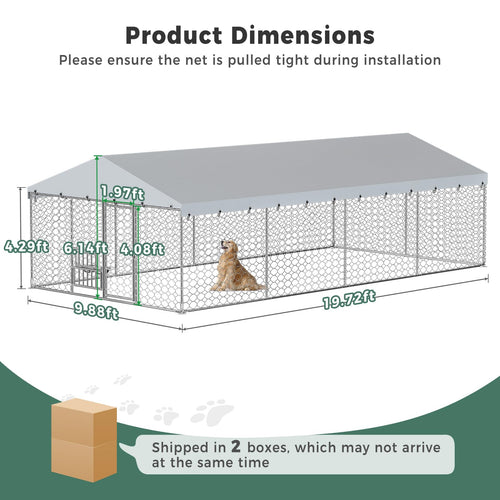 10×20FT Heavy Duty Chain Link Dog Kennel with Roof D8387