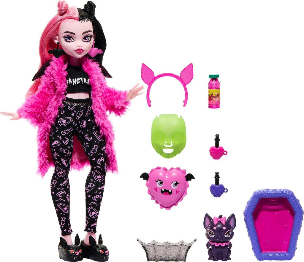 Monster High Doll Set with Pet Bat, Sleepover Clothes & Accessories R671446
