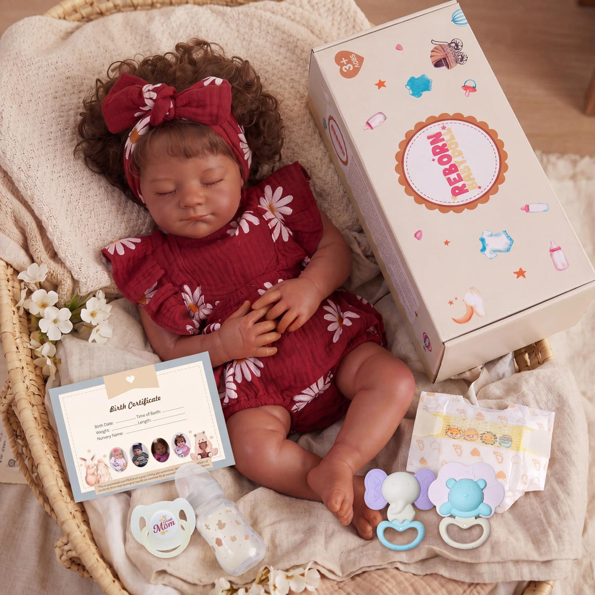 20 Inch Reborn Baby Dolls Black Girl with Accessories Set D7667