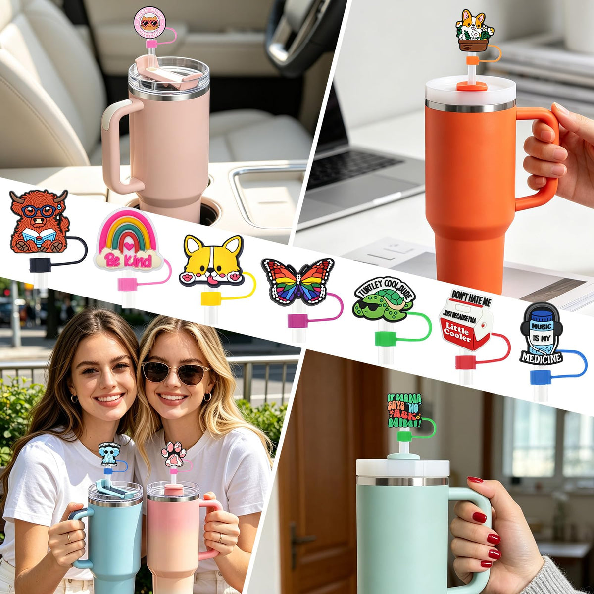 200PCS Straw Covers Cap for Tumbler Straws Y728859