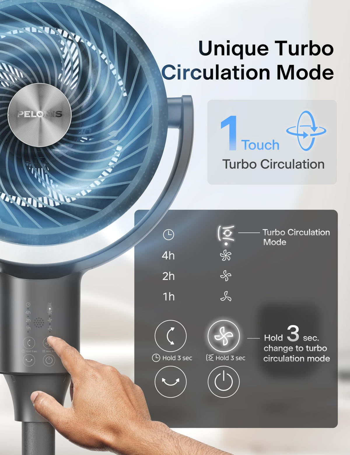Grey Air Circulator Fan with Remote I955513