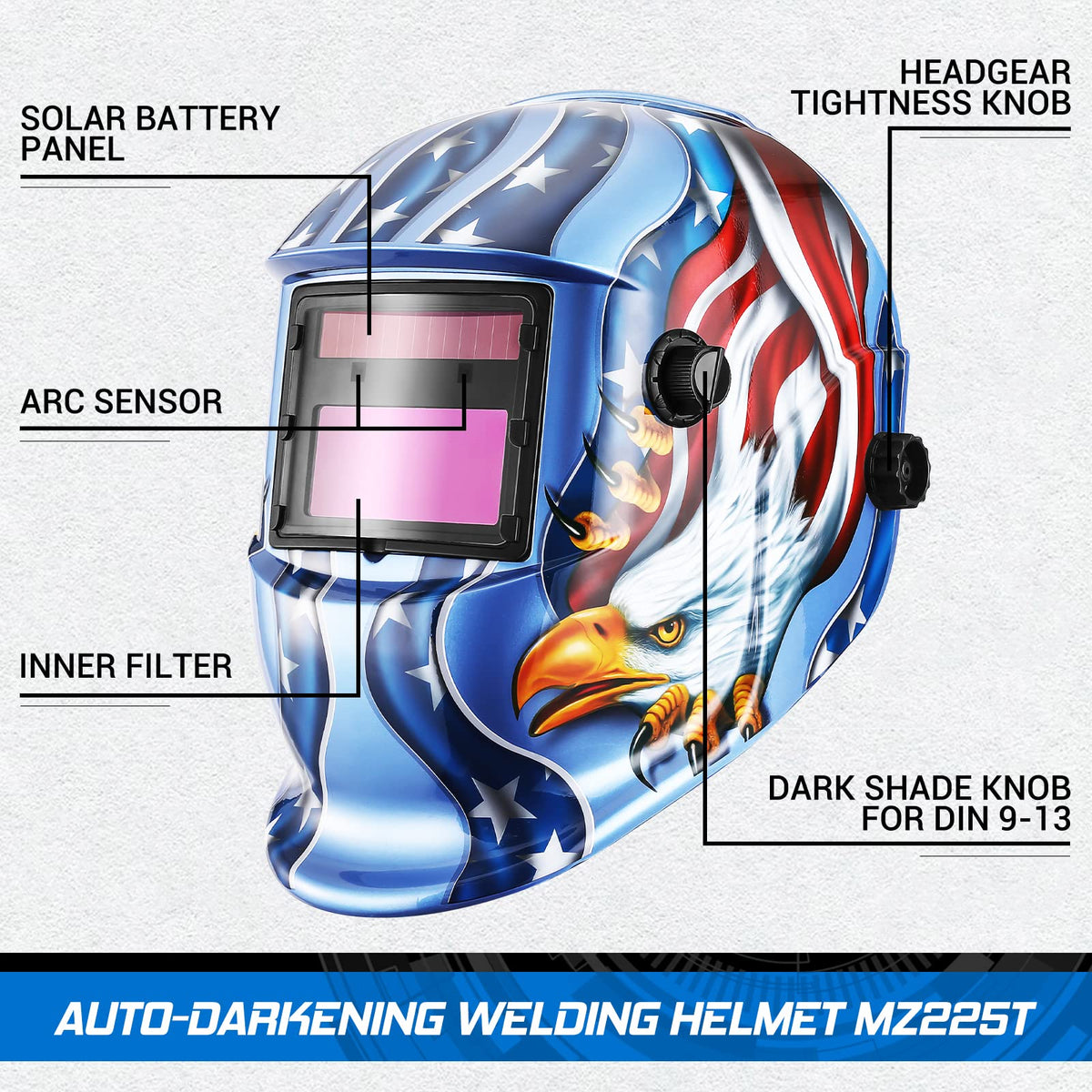 Auto Darkening Solar Powered Welding Helmet W34234