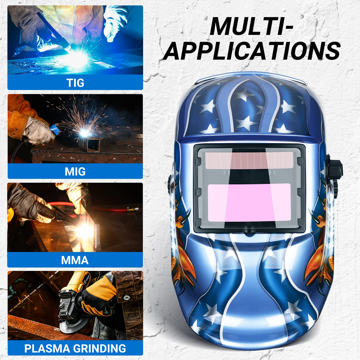 Auto Darkening Solar Powered Welding Helmet W34234