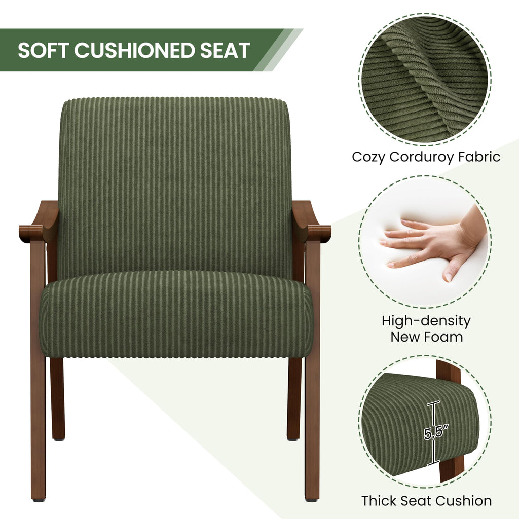 Dark Green Corduroy Accent Chairs Set of 2 Y136035