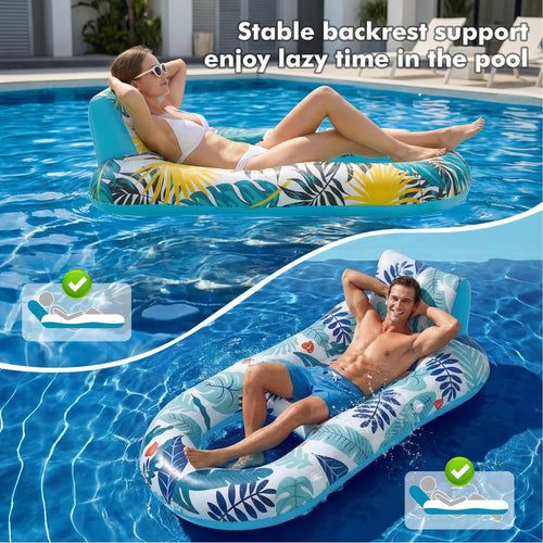 2 Pack Adult Pool Float Lounger with Cup Holders J666
