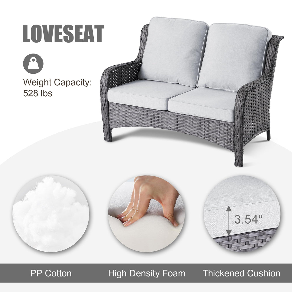 5 Piece Wicker Sofa Set with Fire Pit Table E372