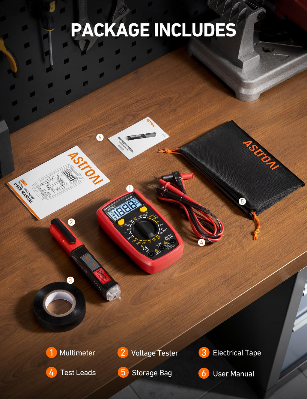 Electrical Test Kit with Digital Multimeter and Voltage Tester E3674