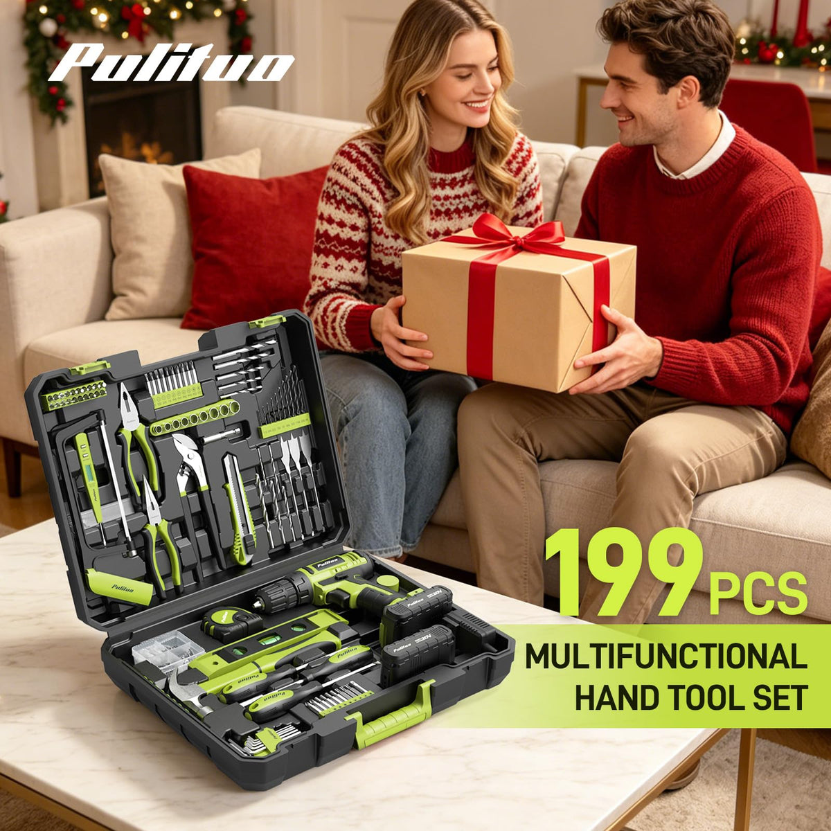 199-Piece 20V Cordless Drill Driver Power Tool Set with Toolbox D7222