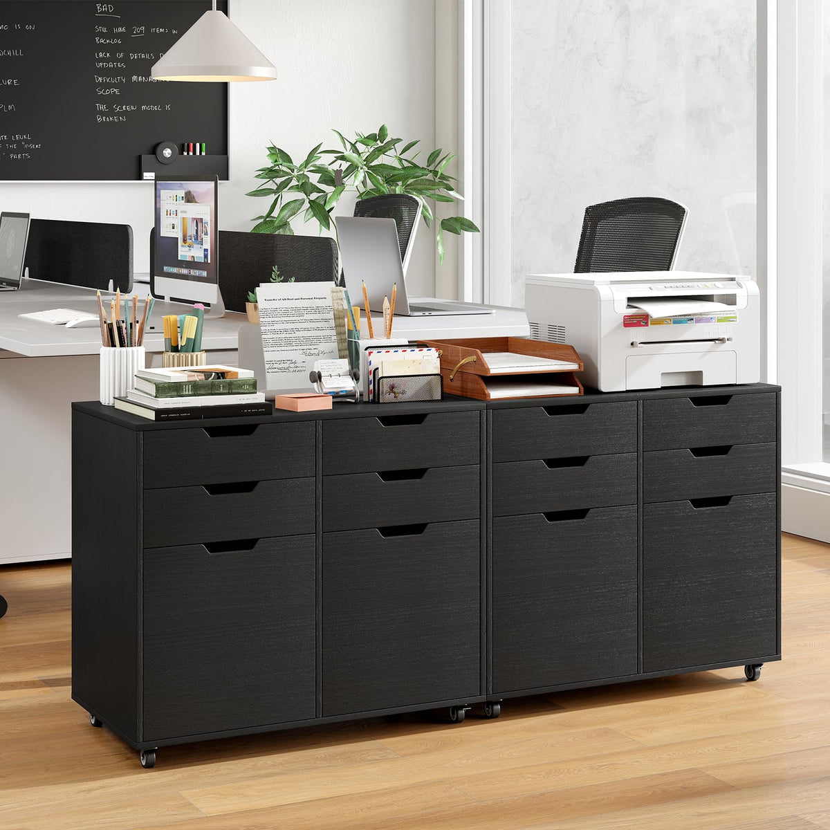 Black 4-Drawer Rolling File Cabinet V4881
