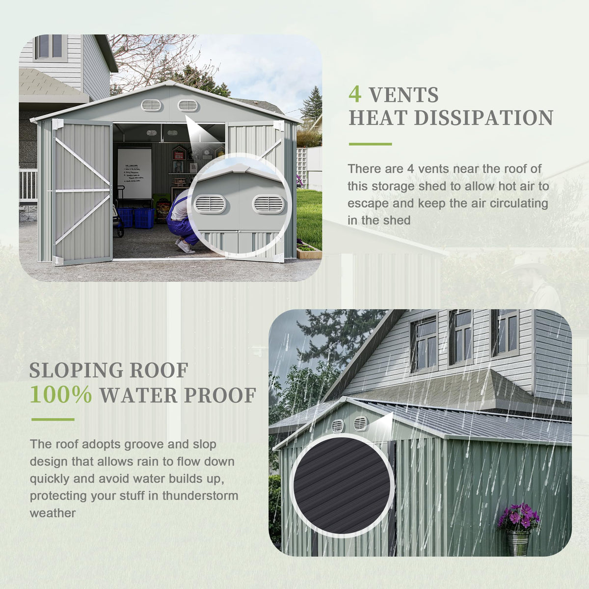 10x12 FT White Metal Storage Shed G105738