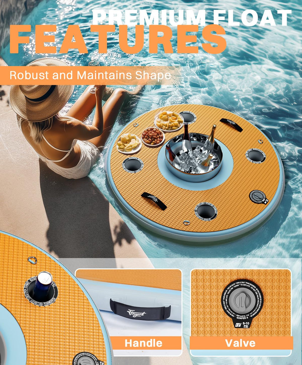 4FT Inflatable Floating Bar with Ice Bucket C37955