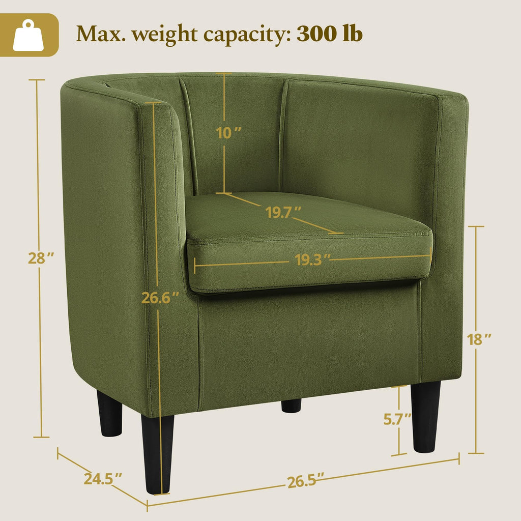 Barrel Accent Chairs Set of 2 Olive Green E789