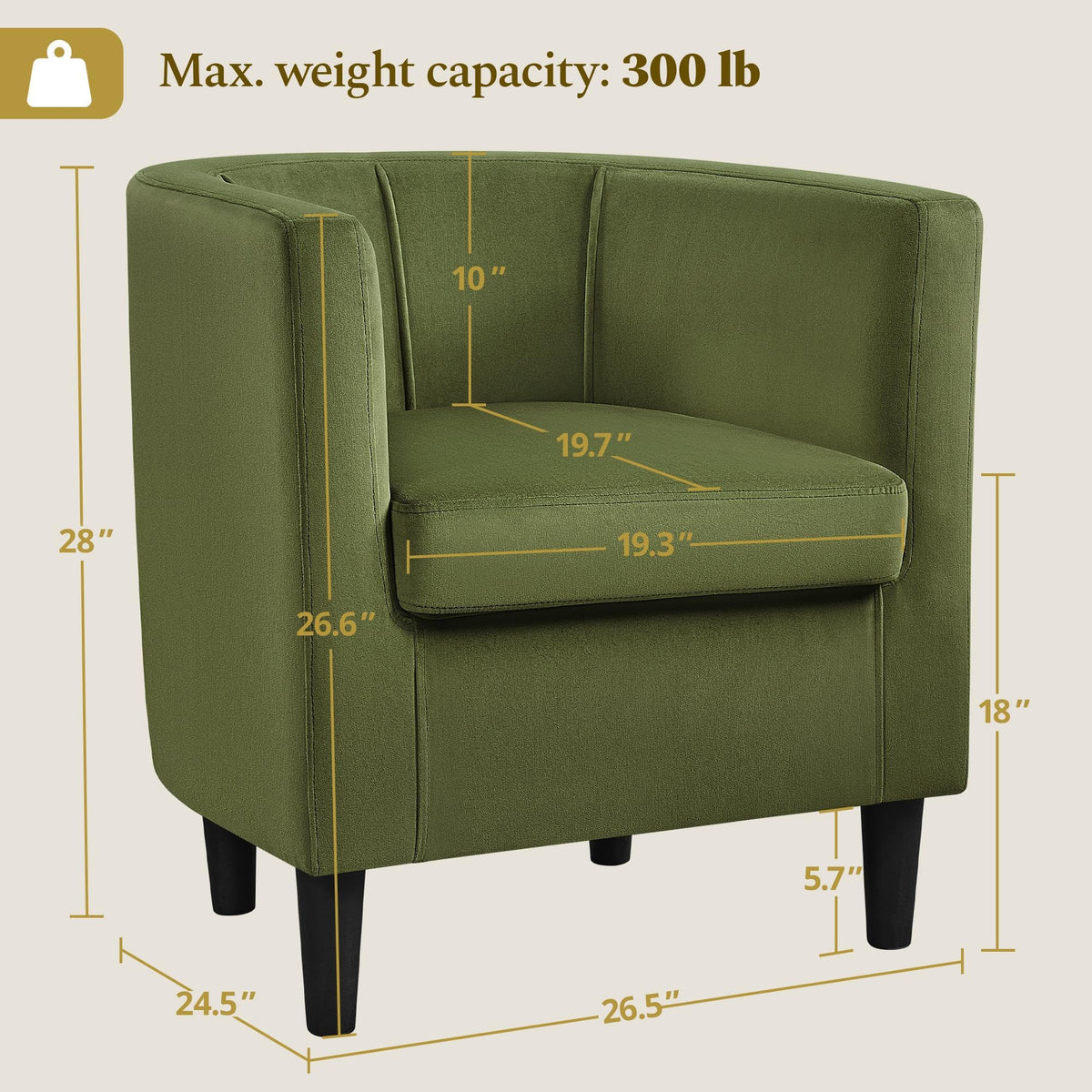 Barrel Accent Chairs Set of 2 Olive Green E789