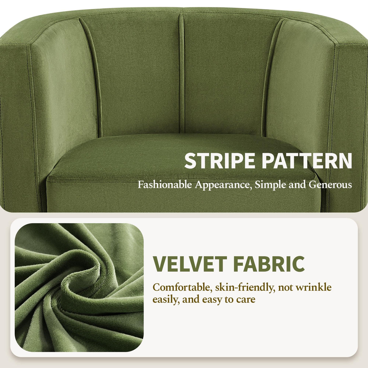 Barrel Accent Chairs Set of 2 Olive Green E789