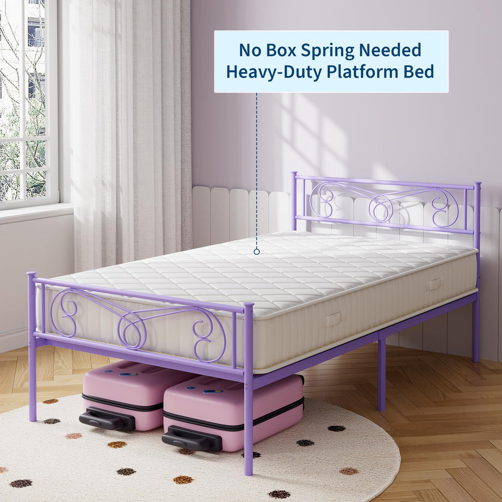 Twin Size Metal Bed Frame with Headboard B5579