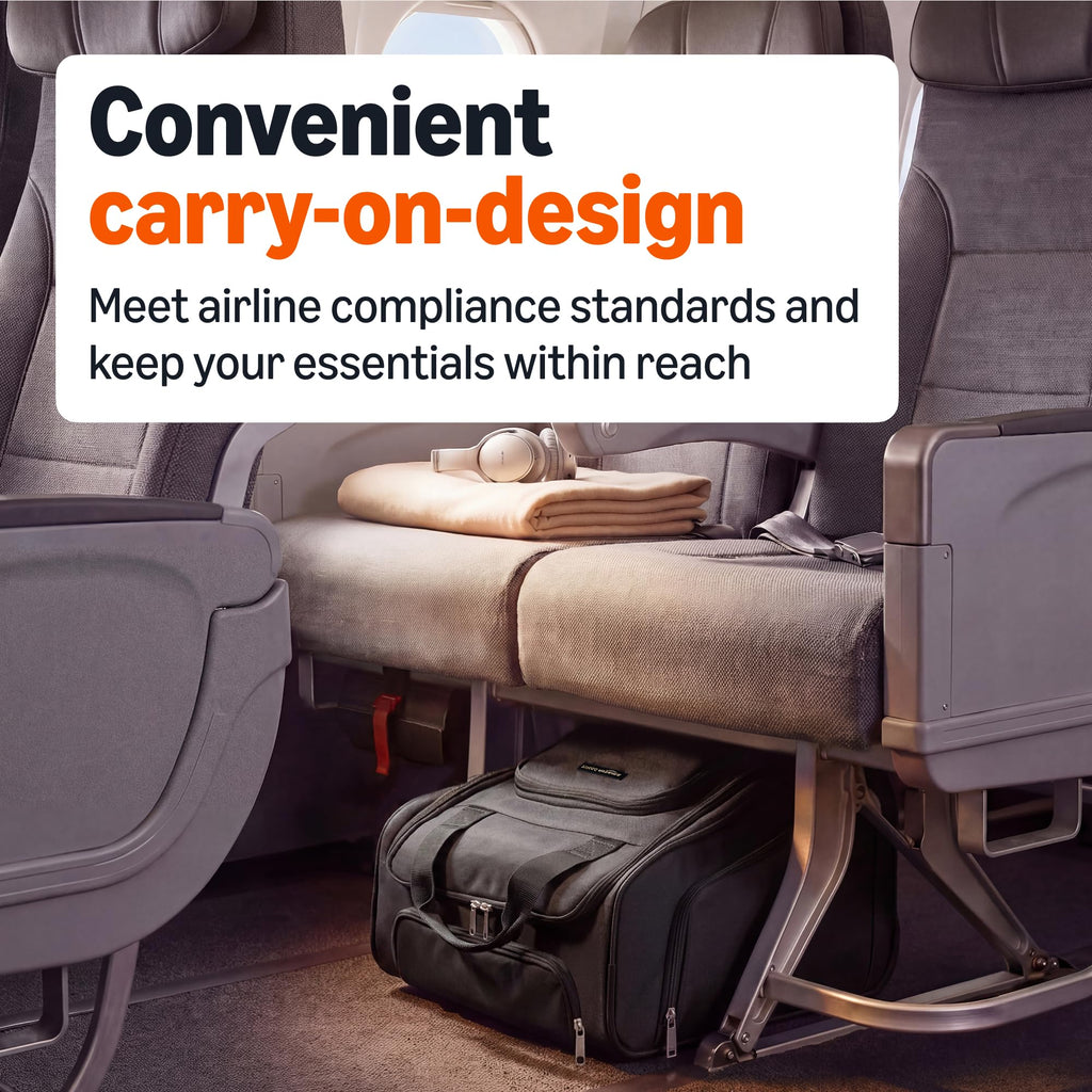 Underseat Carry-On Luggage with Wheels and Handle, 14" Rolling Travel Bag, Black M653727