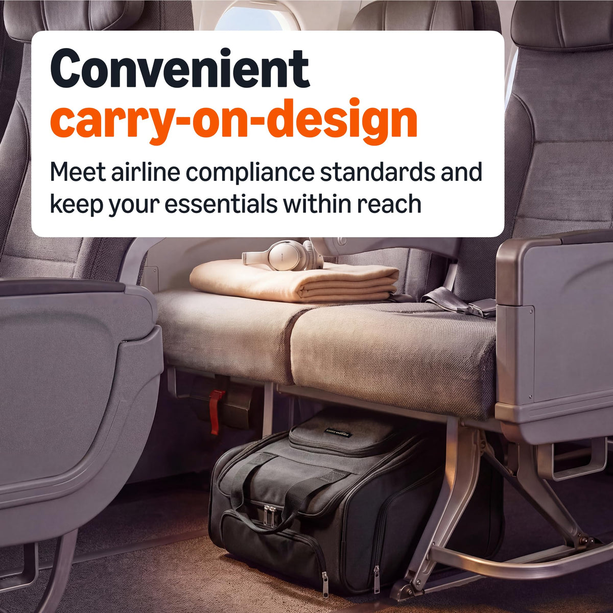 Underseat Carry-On Luggage with Wheels and Handle, 14" Rolling Travel Bag, Black M653727