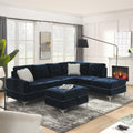 108'' Chenille Navy Blue L-Shaped Sectional Sofa with Storage Ottoman O45356