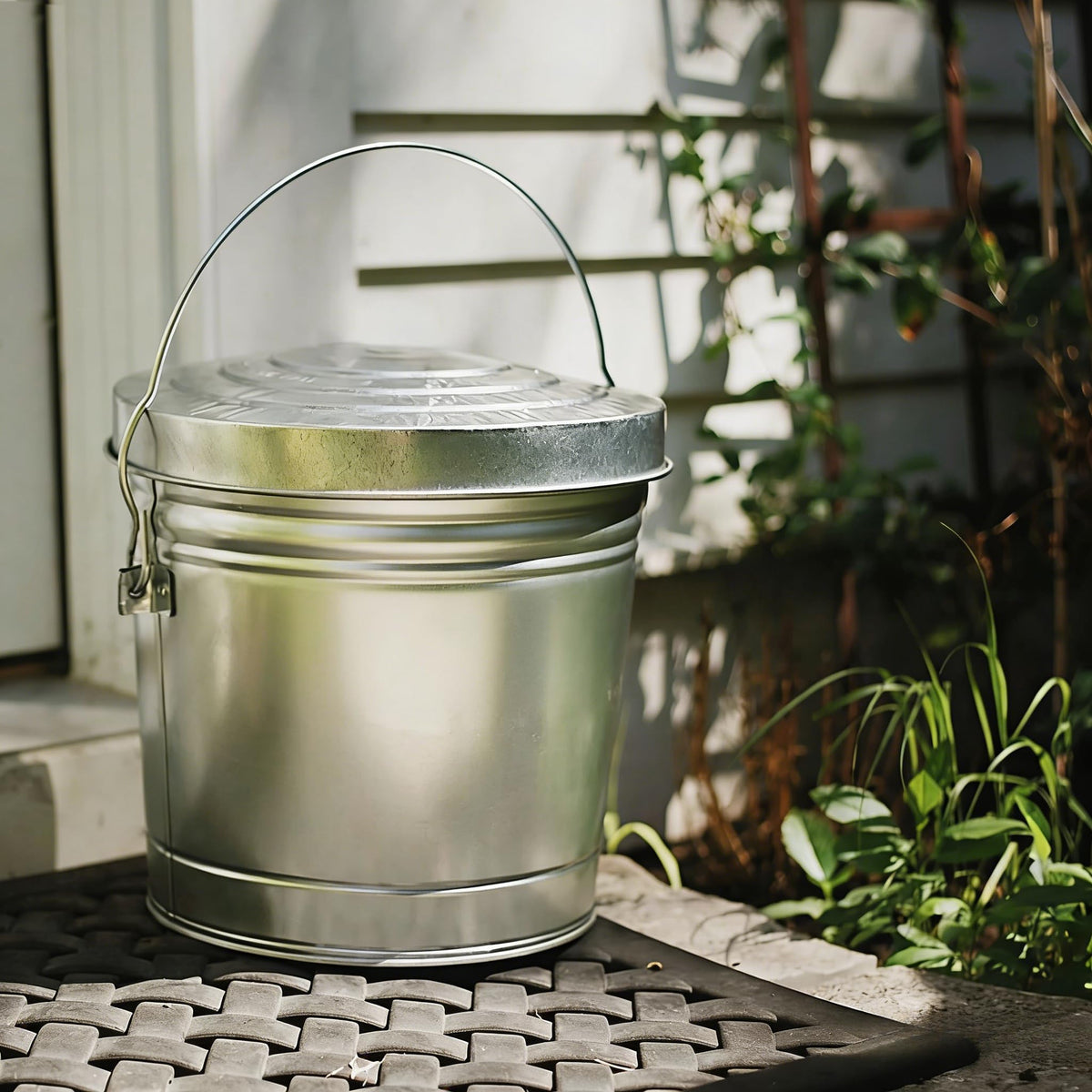 6 Gallon Galvanized Steel Storage Can with Locking Lid F2462