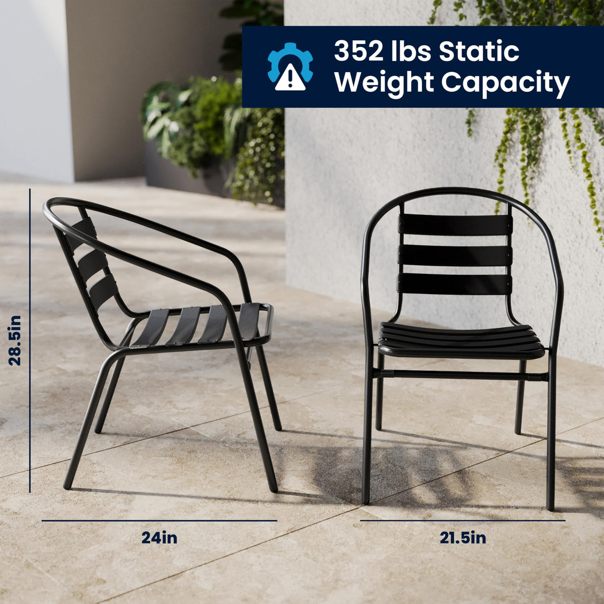 Black Set of 4 Stacking Outdoor Chairs G2051