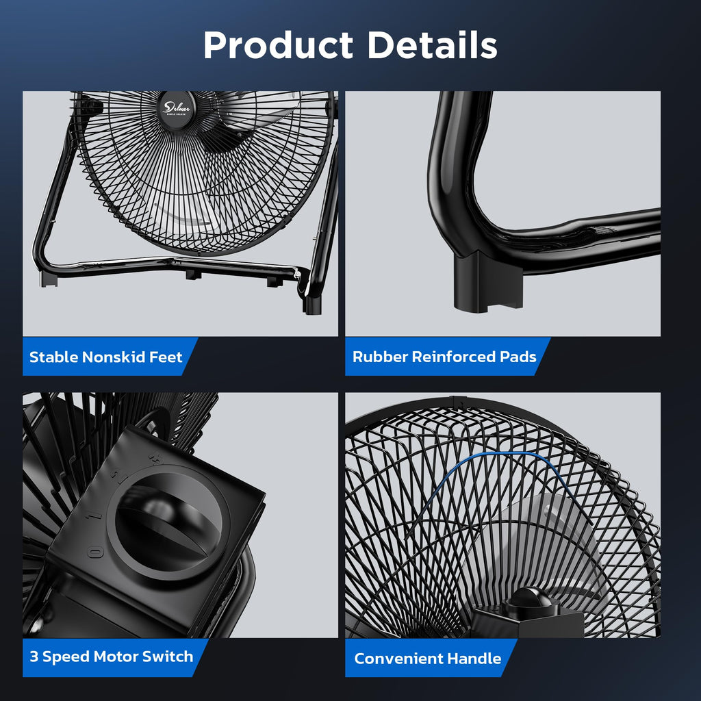 20 Inch 3-Speed Metal Industrial Floor Fan O50062
