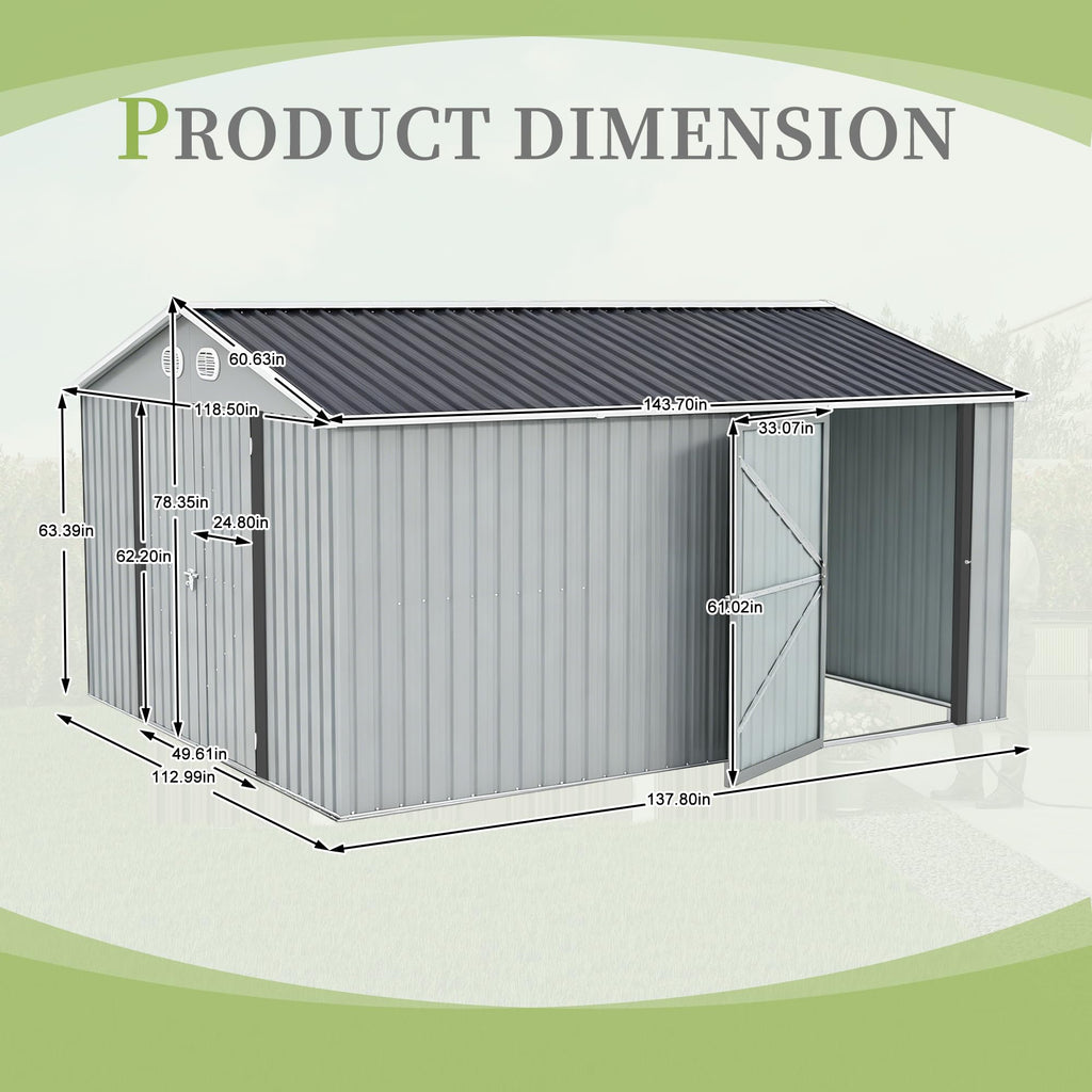10x12 FT White Metal Storage Shed G105738