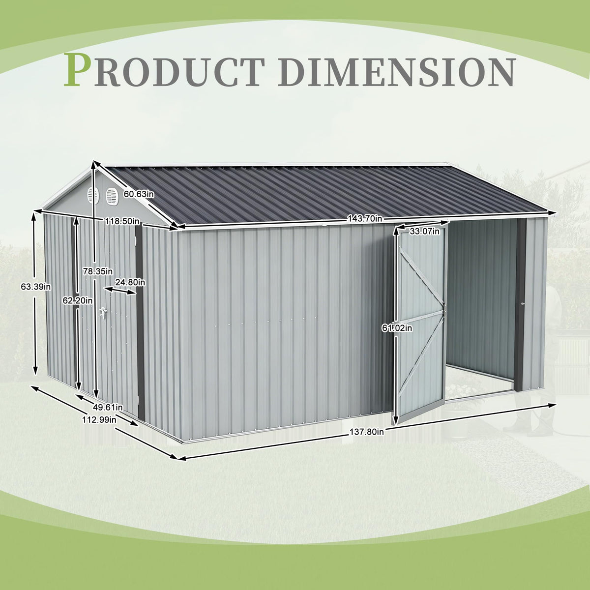 10x12 FT White Metal Storage Shed G105738