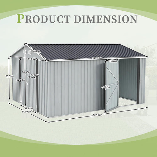 10x12 FT White Metal Storage Shed G105738