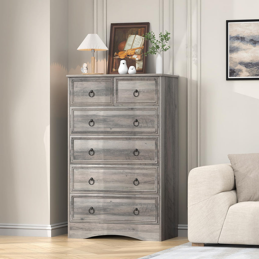 48'' Tall Grey 6 Drawer Dresser E7881